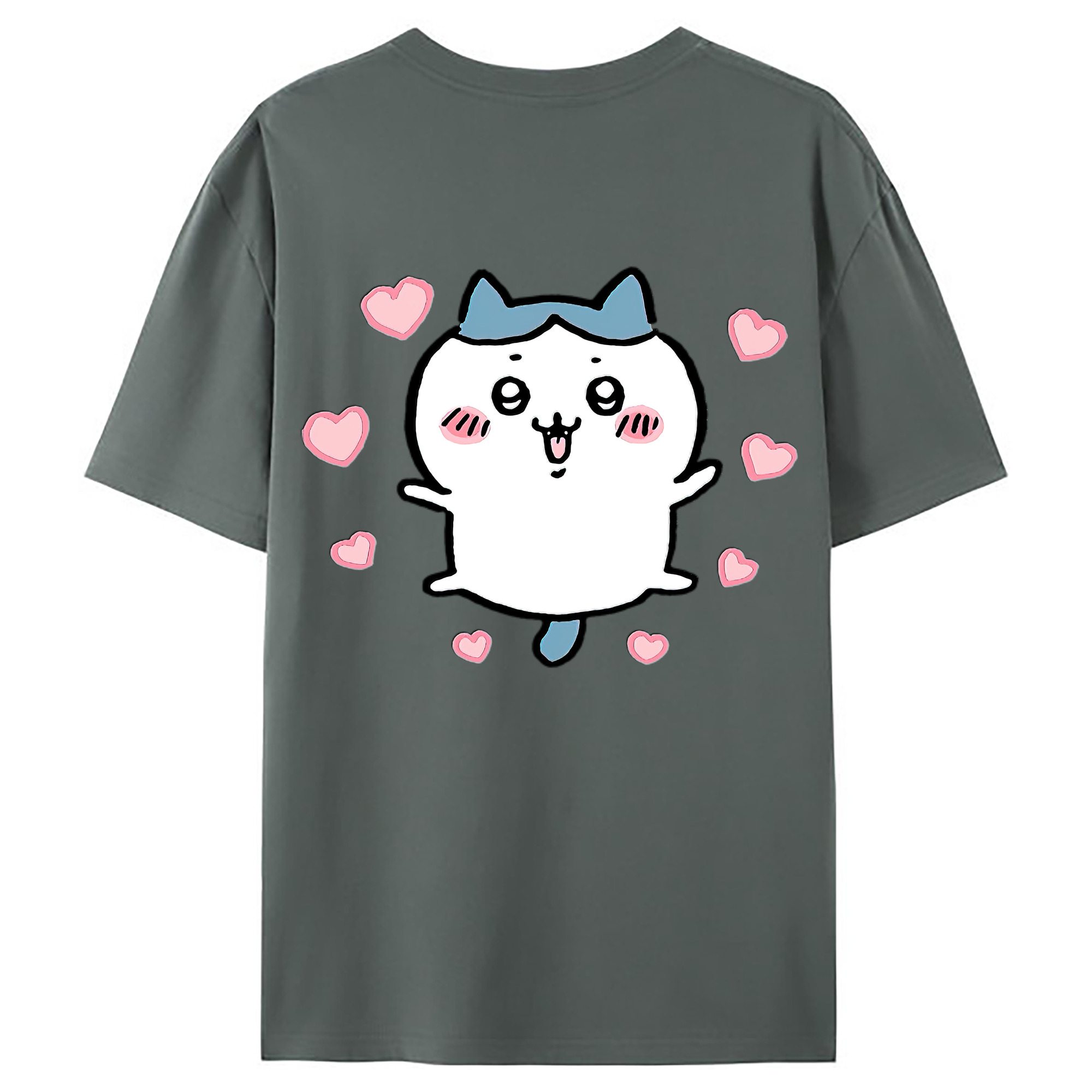 （画像用） ちいかわ ハチワレ Chii-kawa hachiware 綿100％ メンズ半袖Tシャツ（バックプリント） 通気性